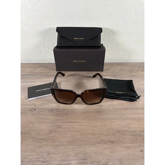 Dolce & Gabbana Crossed Brown Tortoise Sunglasses Women\'s NEW in Box- Case Cloth main image 6